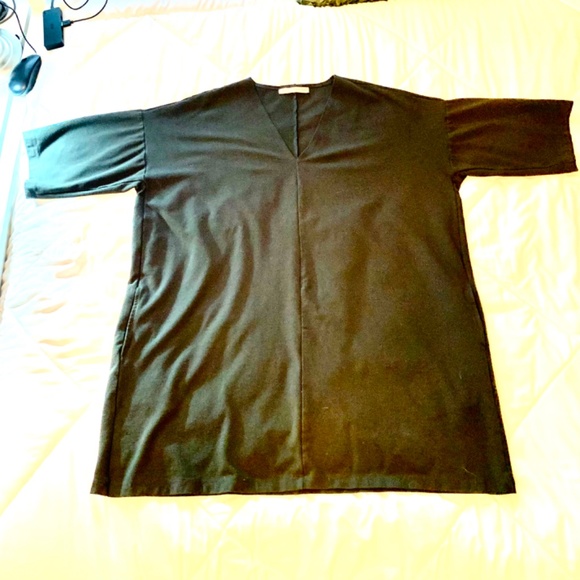 Bryn Walker black V-neck oversized long tunic top pockets Large Lagenlook L-XL - Picture 8 of 16